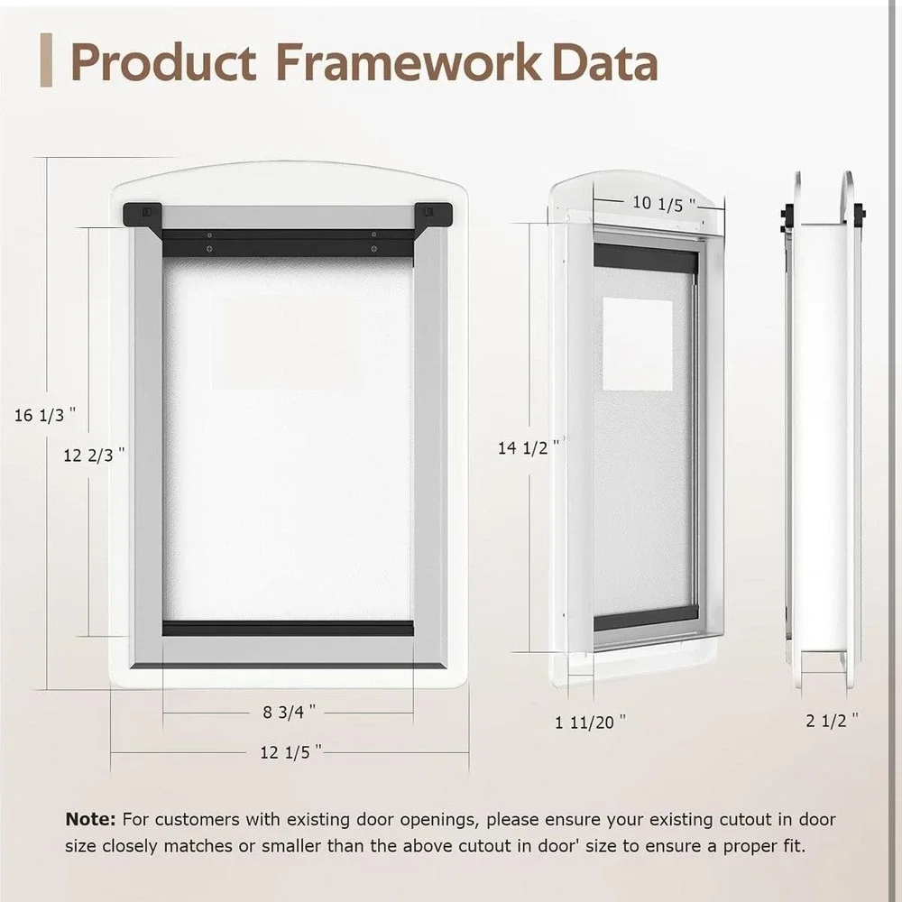 MAVRICTECH Door Mount Pet Door Medium Dog White Plastic Magnetic Flap Insulated